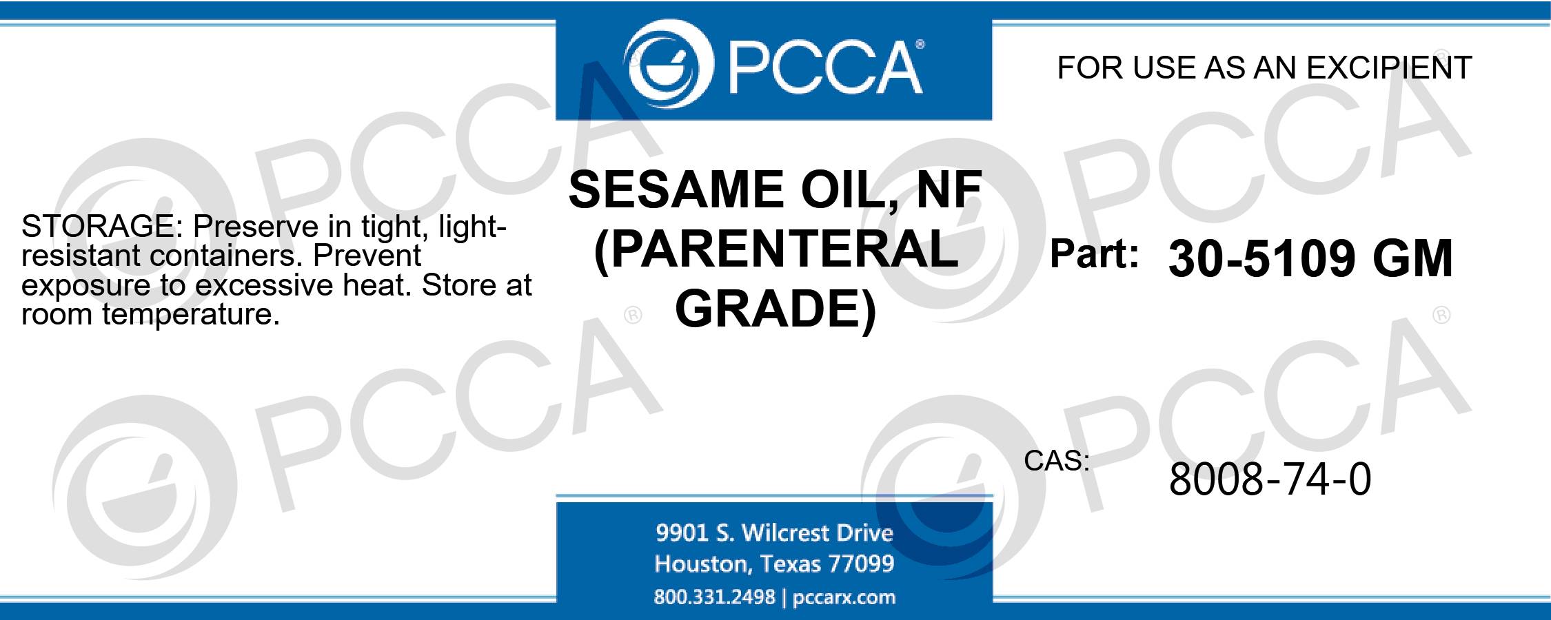 SESAME OIL, NF (PARENTERAL GRADE) PCCA